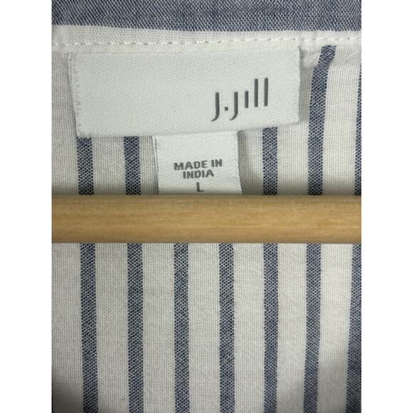 J Jill 100% Cotton Womens Top Sz Large Blue White Beachy Coastal Beach Resort - Picture 7 of 9
